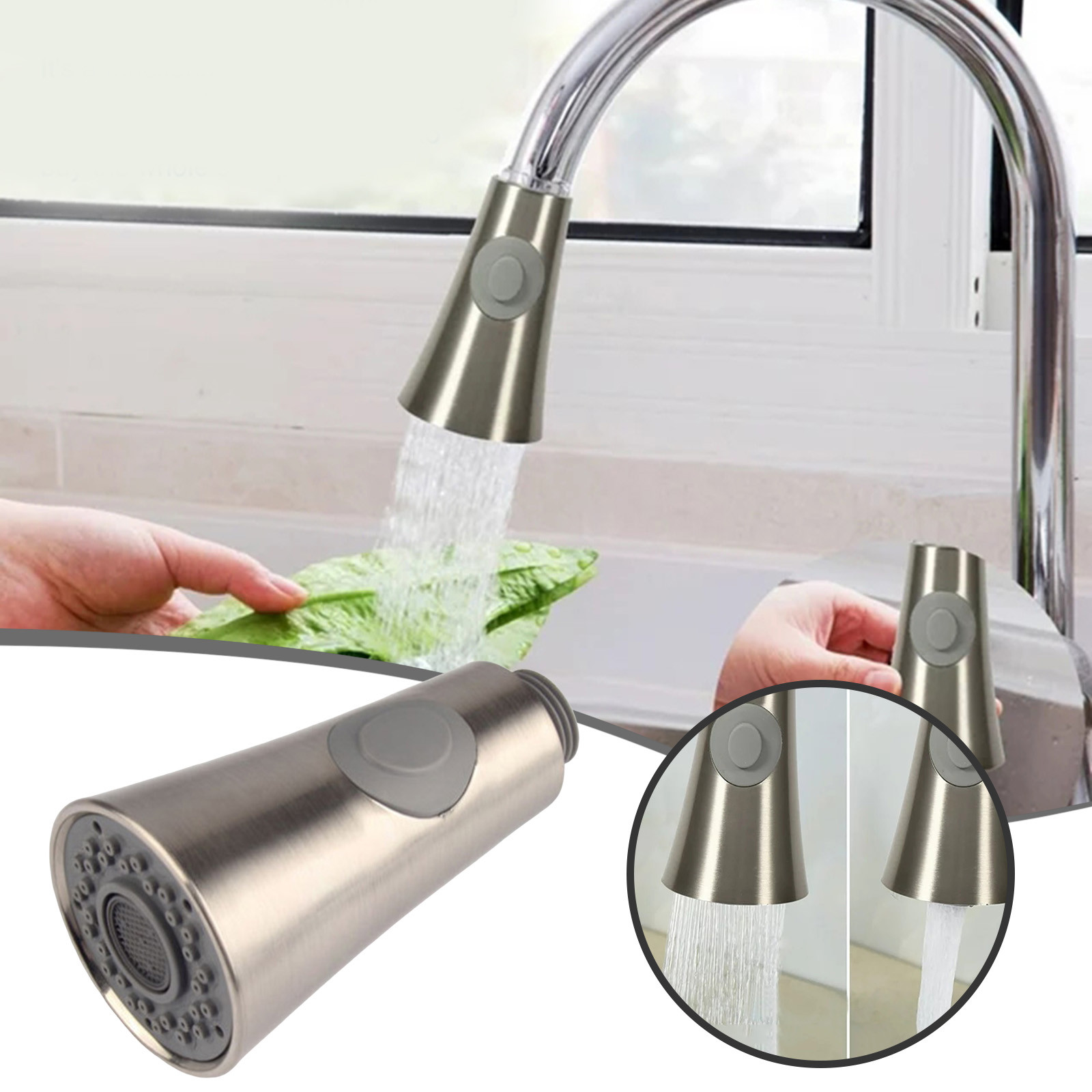 Shower Head with Hose Extra Long And Holder Universal Pull Down Kitchen ...