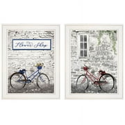 Romantic Bicycles 2-Piece Vignette by Lori Deiter Printed Art Wood Multi-Color