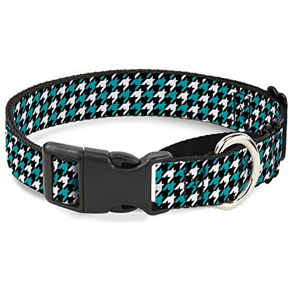 Buckle-Down MGC-W30879-L Houndstooth Black White Turquoise Martingale Dog Collar