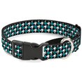 thumbnail image 1 of Buckle-Down MGC-W30879-L Houndstooth Black White Turquoise Martingale Dog Collar, 1 of 1