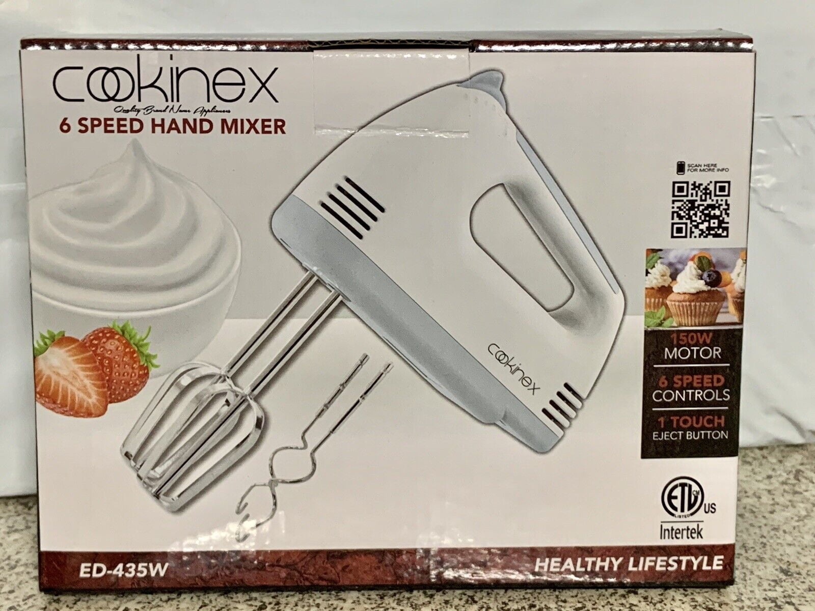 1 Pc Hand mixer Cookinex 6 Speed Healthy Lifestyle with 2 Whisks 150watt