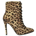 thumbnail image 2 of Delicious Women Ankle Boots Stiletto High Heels Lace Up Bootie Side Zipper Pointy Toe STAIN-S Cheetah Leopard Suede 8.5, 2 of 3
