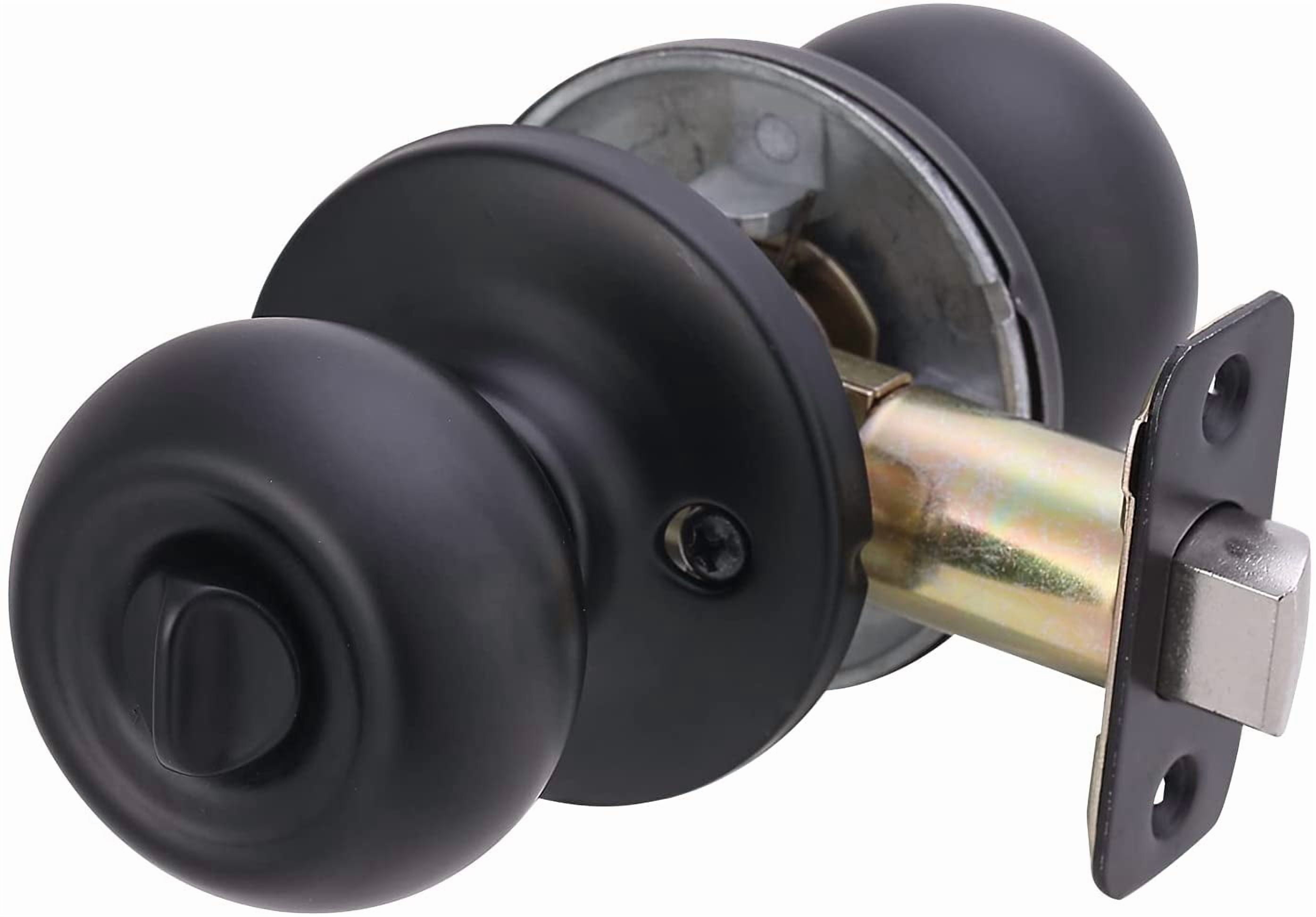 Exterior Door Knob With Lock, Coastal, Easy to Install, Matte Black