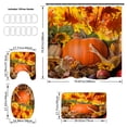 thumbnail image 2 of Thanksgiving Pumpkin Bathroom Four-Piece Set with Shower Curtain,Bathroom Mat,U-Shaped Rug,Toilet Lid Cover,Happy Thanksgiving Shower Curtain Set with 12pcs Hooks Accessories for Bathroom, 2 of 6