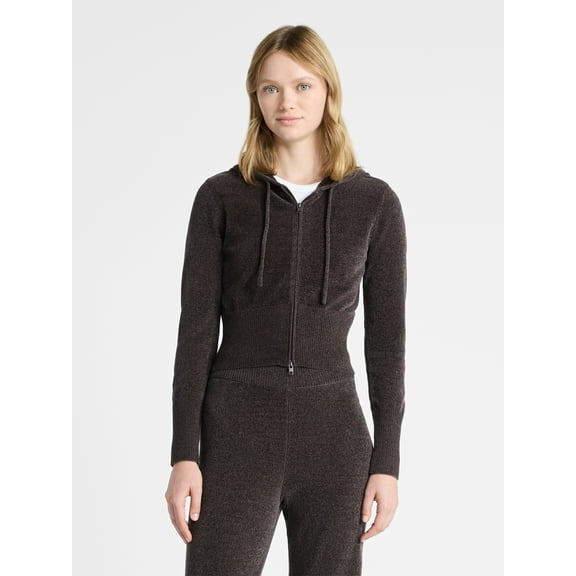 No Boundaries Chenille Zip-Up Hoodie, Women's
