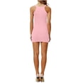 thumbnail image 4 of Women's Halter Bodycon Dresses Summer Sleeveless Slim Fits Casual Mini Dress Fashion Street Style Short Dresses ,Pinks,XL, 4 of 5