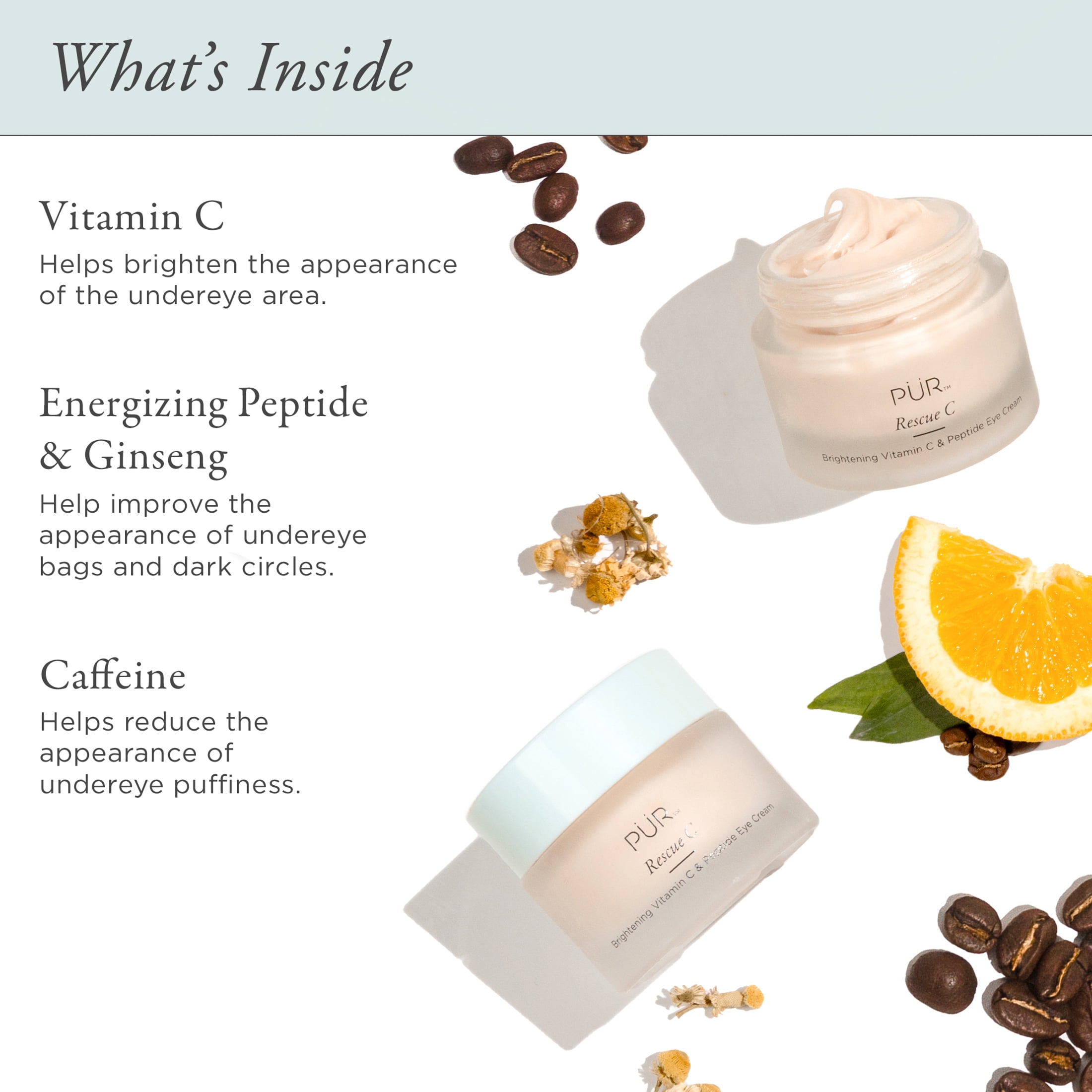 Pur Rescue C Brightening Vitamin C & Peptide Under Eye Cream Moisturizer, 0.5 fl oz