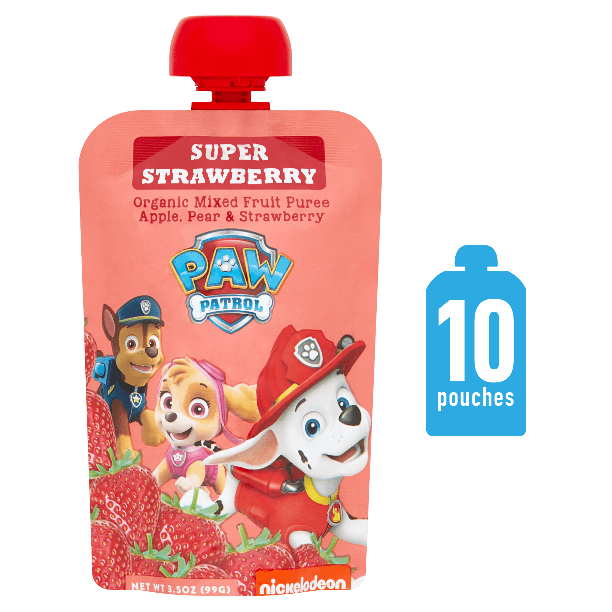 Paw Patrol Super Strawberry Organic Mixed Fruit Squeeze Pouch, 3.5 Ounce, Pack of 10