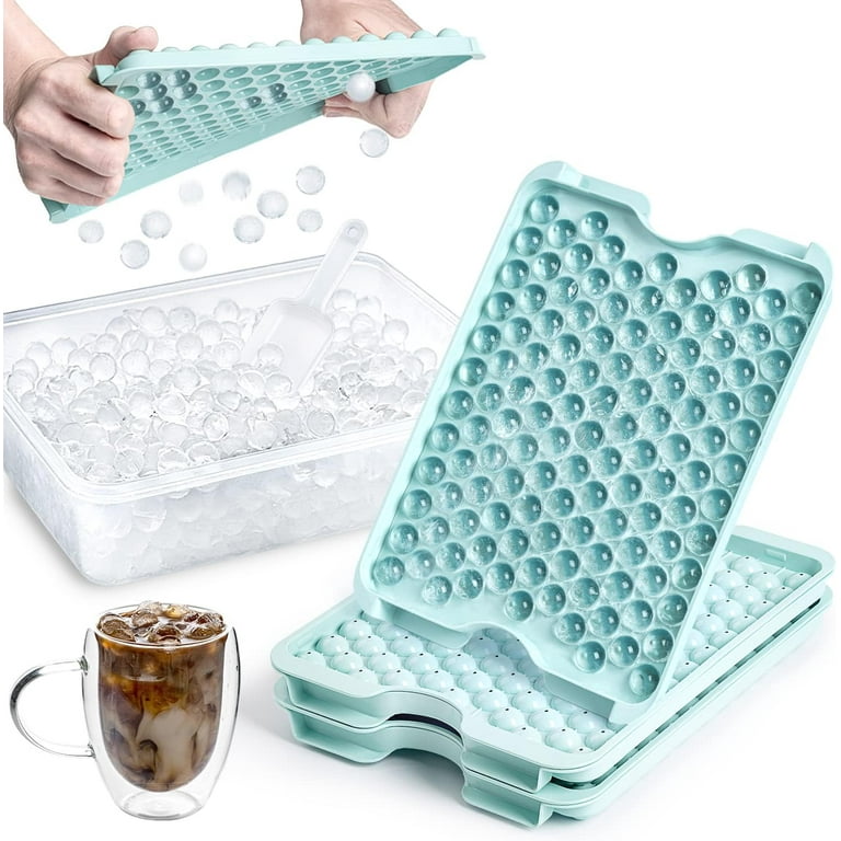 Slim, Silicone Ice Cube Tray with Lid, Extra Large Ice Cubes (2 Tray Pack)