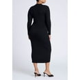 thumbnail image 2 of ELOQUII Women's Plus Size Mock Neck Rib Button Dress, 2 of 2