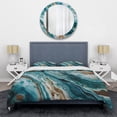 thumbnail image 3 of Designart "Marble Abstraction Blue and Gold IV" Abstract Marble Bedding Covert Set - Modern Blue Abstract Bed Set With 2 Shams, 3 of 6