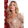 thumbnail image 3 of Roaman's Women's Plus Size Cold-Shoulder Sequin Tunic, 3 of 5