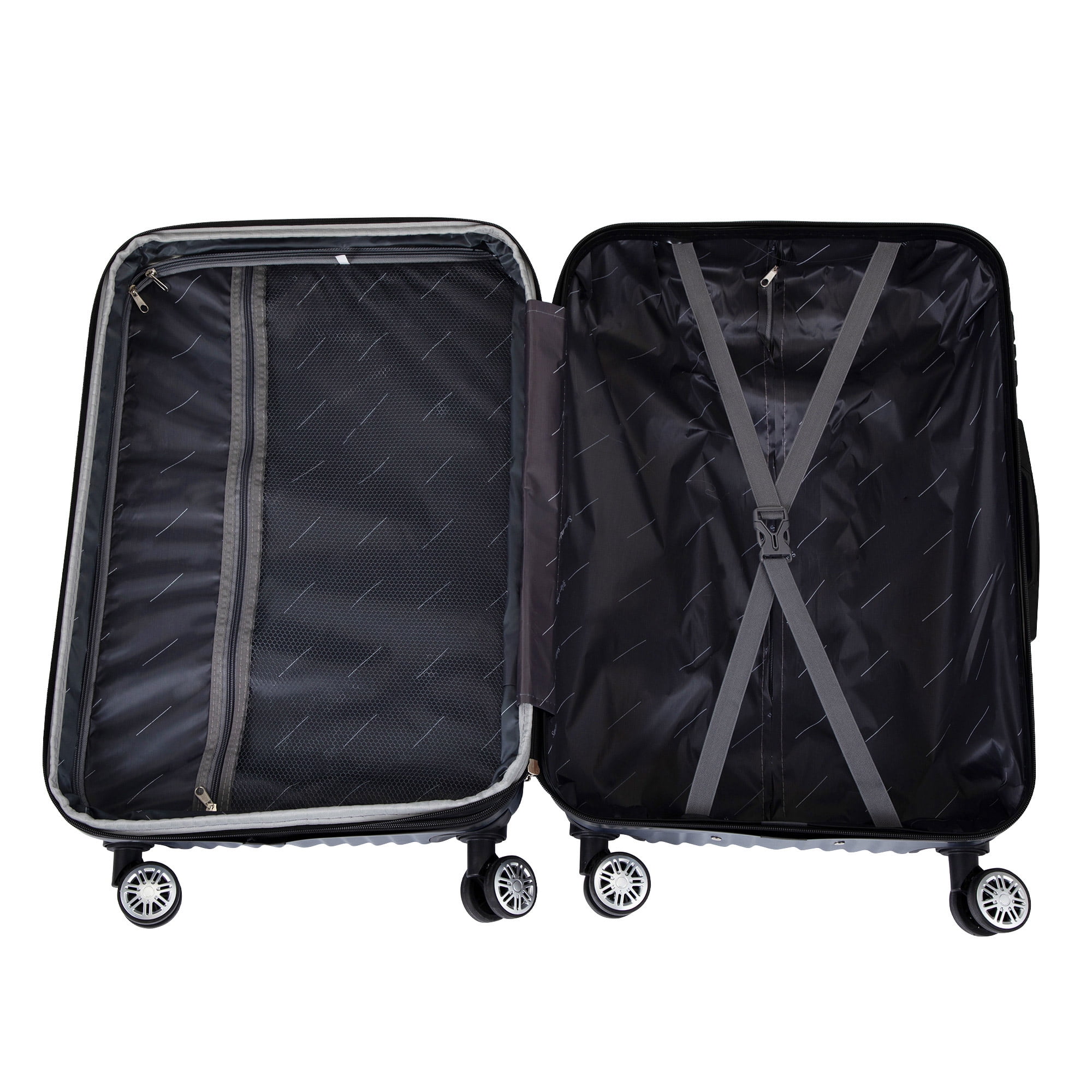Kepooman Expandable Suitcase, Vertical Striped Suitcase, 3-piece Set, Blue Kepooman Expandable Suitcase, Vertical Striped Suitcase, 3-piece Set, Blue
