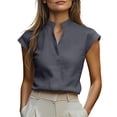 thumbnail image 2 of Oiangi Tank Tops for Women Henley V Neck Sleeveless Shirts Casual Business Office Dressy Tanks Gray L, 2 of 6