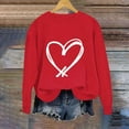 thumbnail image 6 of mihongmao V-Day Sweetheart Print Sweatshirt for Women's Heart Print Long Sleeve Round Neck Sweatshirt Sweatshirt Hoodless Sweatshirt Red M, 6 of 7