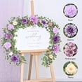 thumbnail image 5 of Waipfaru 2pcs Purple Flower Garland, 6ft Artificial Eucalyptus Garland with Purple Roses Flower, Fake Rose Floral Greenery Garland for Wedding Arch Table Wall Room Decor, 5 of 7