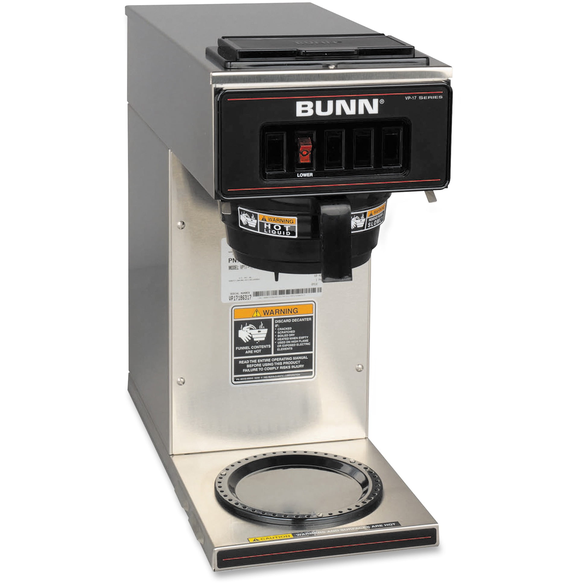 BUNN VP17-1 Coffee Brewer, Stainless Steel, Black Funnel ...