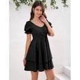 thumbnail image 5 of Yesfashion Women's Summer Lantern Sleeve A-Line Mini Dresses Double-Layer Sleeves V-Neck Dress, 5 of 8