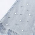 thumbnail image 6 of Odeerbi 5-15 Years Teen Girls Flared Jeans Raw Hem Pearl Beaded Denim Pants Casual Wide Leg Loose Cowboy Pants, 6 of 8