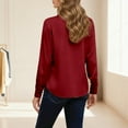 thumbnail image 5 of Long Sleeve Shirts for Women 2026 Spring Satin Button Down V Neck Lapel Collar Dressy Casual Office Work Blouse Tops, 5 of 7