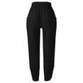 thumbnail image 4 of Womens Cotton Fashion Long Pant Elastic Waist High Waist Casual Trousers Streetwear Female Bottoms Black S, 4 of 6