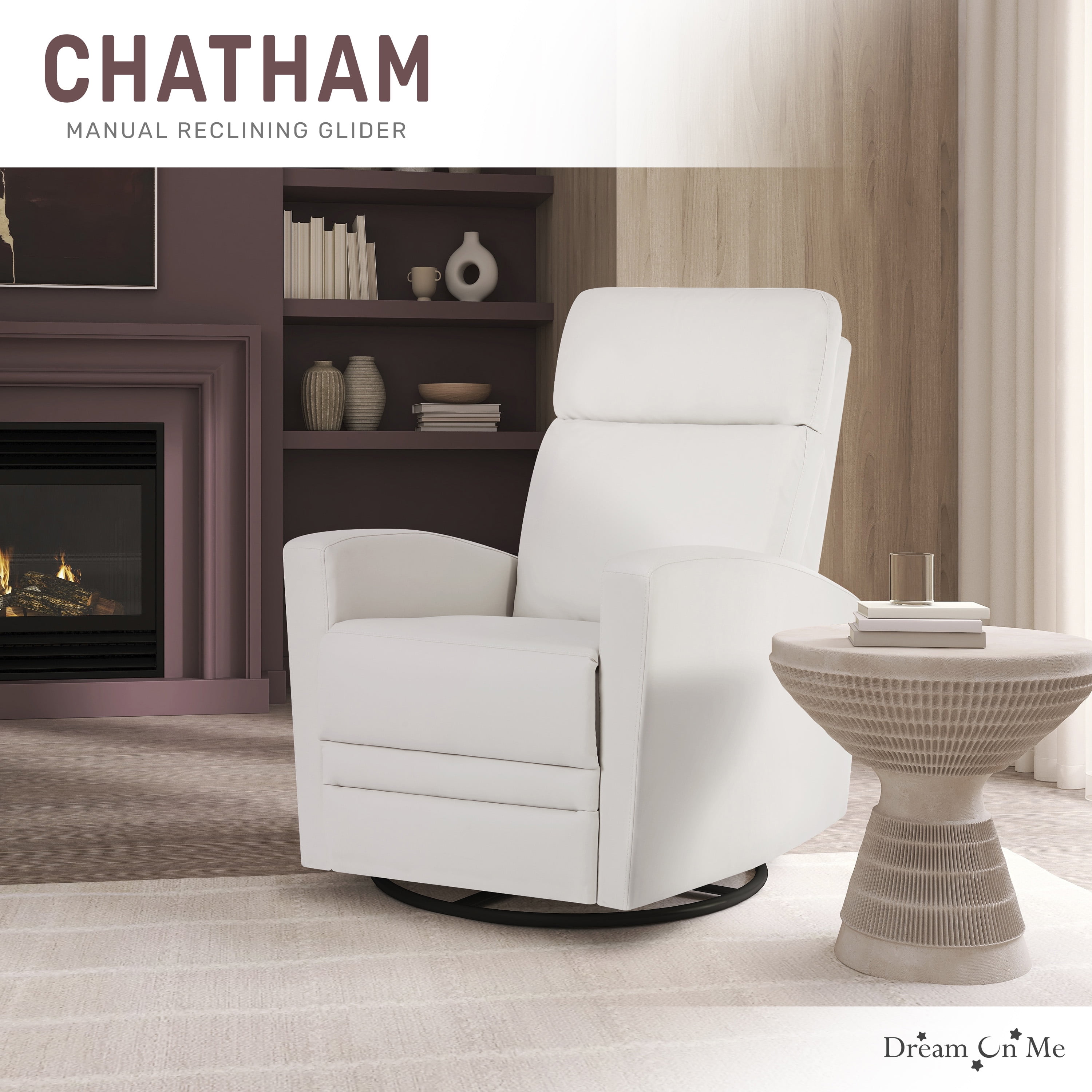 Dream On Me Chatham Plus Swivel Glider, Recliner in Leatherette