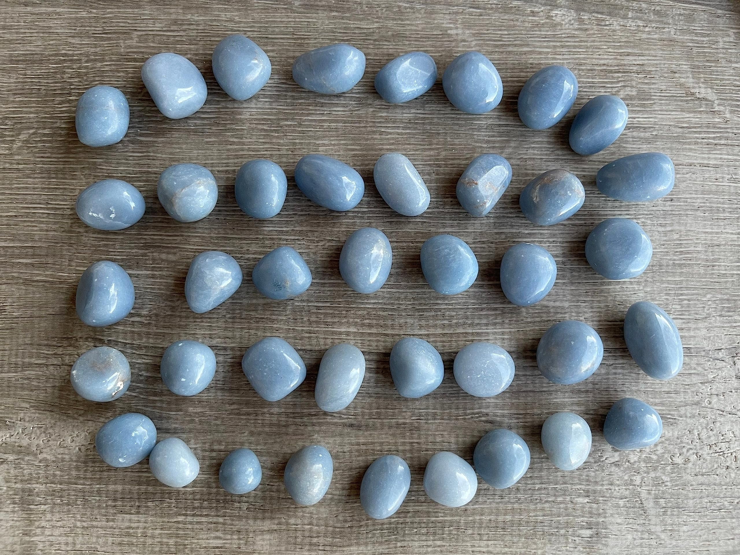 Angelite Tumbled Stones, Polished Angelite Gemstone, Angelite Healing Crystals (Angelite, 0.5 Pound)