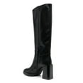 thumbnail image 3 of FSJ Women Round Toe Knee High Boots Side Zipper Pull on Chunky High Heels Comfortable Daily Walking Boots Size 6.5 Black, 3 of 4