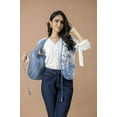 thumbnail image 2 of NITIN TEXTILES Blue Toile-Inspired Quilted Vest for Women – Handmade Cotton Jacket with Striped Lining, 2 of 8