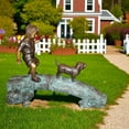thumbnail image 2 of Nifao Kid with dog walking on a log Bronze Statue – Garden Outdoor Decor Sculpture, 57"L x 18"W x 41"H, 2 of 11