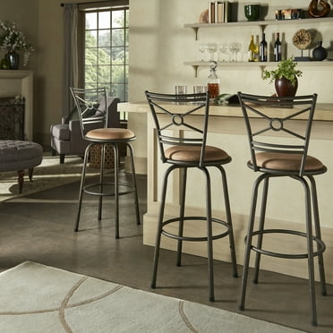 Weston Home Shapel Bar Stool Adjustable Height, Bronze, Set of 3