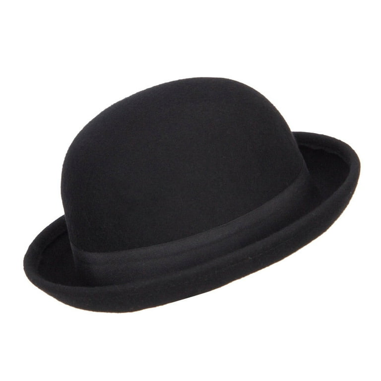 Big Size Wool Felt Upturn Brim Bowler Hat - Black XL-2XL - Walmart.com