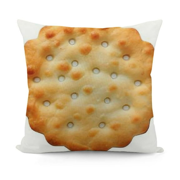 Soft Simulation Soda Crackers Shaped Novelty Throw Pillows, Funny Food Shaped Pillow, Seat Pad Cushion, Home Decor (Round)