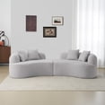 thumbnail image 4 of Newboti Furniture Curved Four Seater Grey Full Compression Sponge Sofa, Teddy Velvet Fabric, No-Assembly Compact Sofa for Small Spaces & Apartments BN.9255, 4 of 16