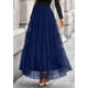 thumbnail image 4 of Falda PRETTYGARDEN de talle alto con volantes azul marino M, 4 of 8