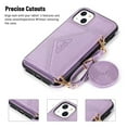 thumbnail image 4 of Dteck Card Holder Wallet Case for Apple iPhone 13 mini 5.4-inch,Shockproof Rubber Silicone Bumper PU Leather Card Pocket Hybrid Protective Kickstand Cover with Cross Body Shoulder Strap,Lightpurple, 4 of 5