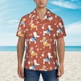 thumbnail image 2 of Sikiie Cute Poodle Dog Print Men's Hawaiian Shirt, Summer Beach Button Pocket Short Sleeve T-Shirt,Large, 2 of 7