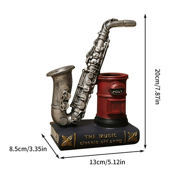 COM1950s Cadeaux Musicaux pour Amateurs de Musique, Figurine Instrument de Musique Rétro en Résine Sculpture Violon Vintage Statue de Saxophone Jazz Cadeau