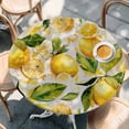 thumbnail image 3 of Summer Lemon Table Cloth, Round Fitted Tablecloths with Elastic Edge, Watercolor Summer Botanical Rustic Yellow Wipeable Waterproof Table Cover for Kitchen Wedding 36-44 Inches, 3 of 4