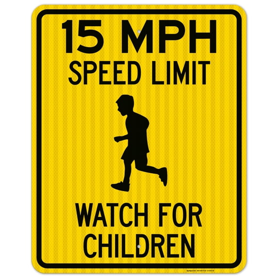 15 MPH Speed Limit Watch For Children Sign, Traffic Sign, 24x30 Reflective Aluminum EGP