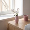thumbnail image 6 of REGALWOVEN Small Ceramic Bud Modern Cylinder Vase, Matte Ribbed Decorative Flower Vase for Desktop, Shelf & Bathroom, Boho Pink 2.4"L x 2.4"W x 5.1"H, 6 of 6