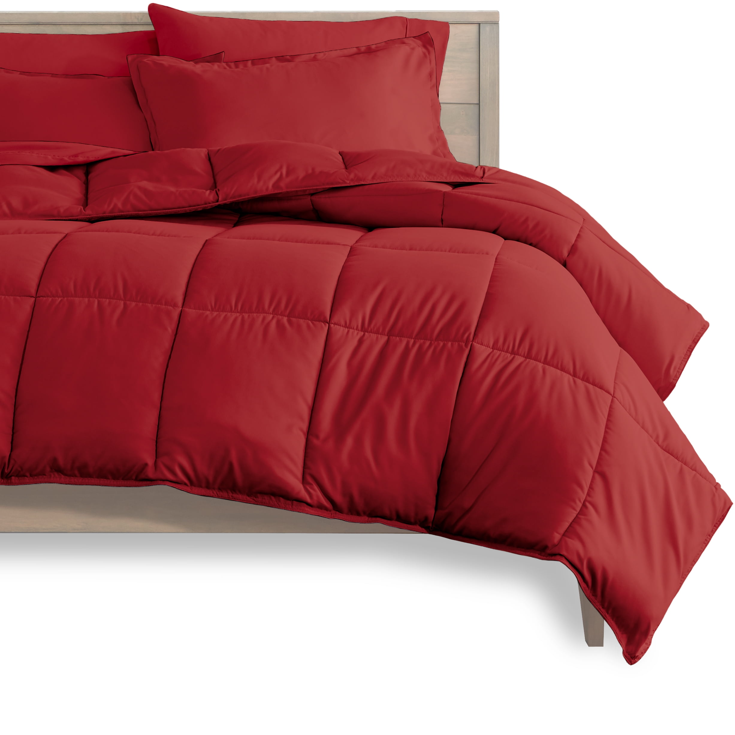 Bare Home Microfiber 8-Piece Red and Red Bed in a Bag, Split King
