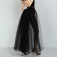 thumbnail image 2 of SWSMCLT Women's Tulle Skirt Tutu Overskirt Maxi Overlay Elastic Waist Bubble Skirt Long Skirt Floor Length Wedding Bridal High Waist Sheer Summer Black Small-X-Large, 2 of 4