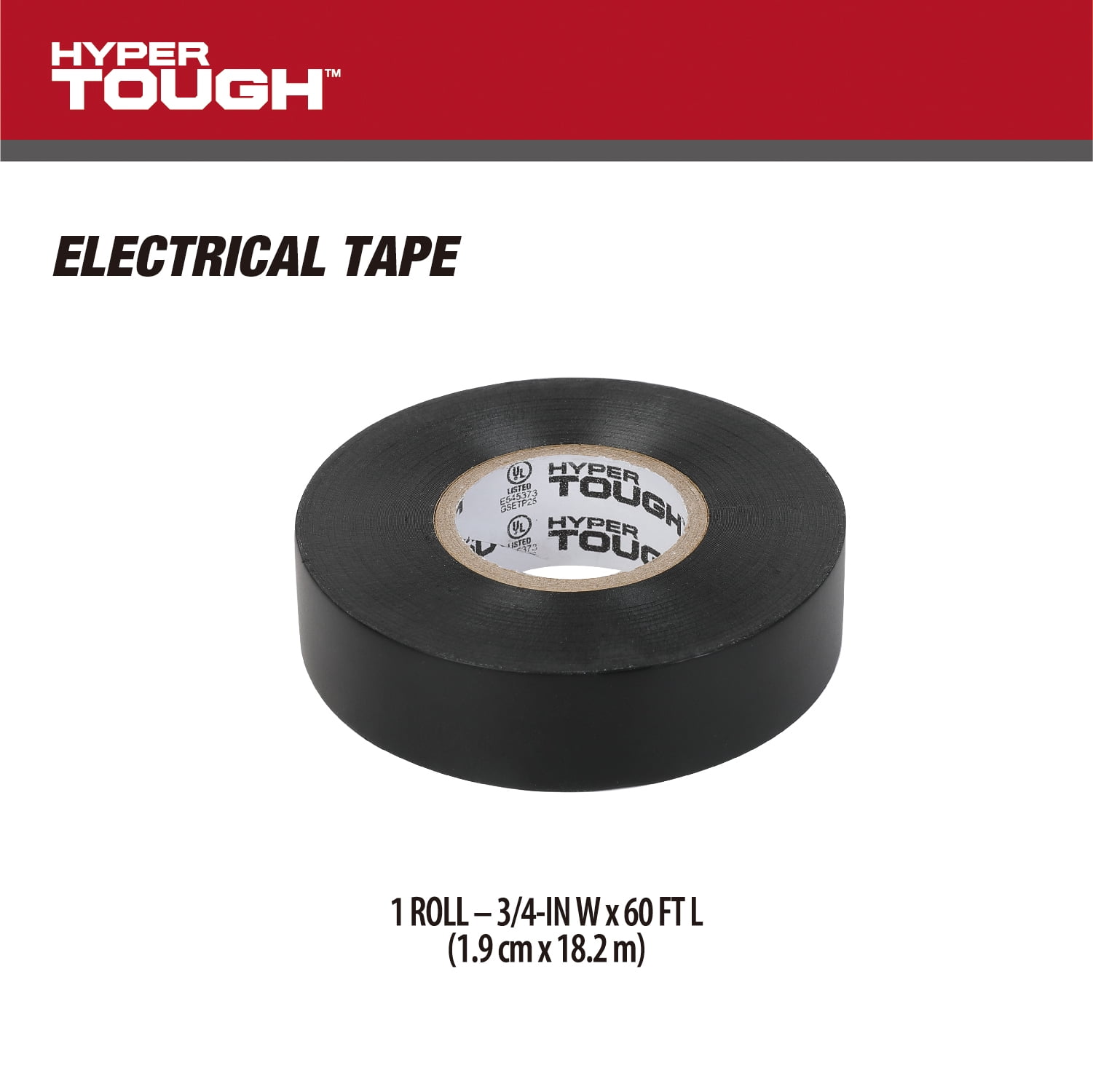 Hyper Tough Electrical Tape Single Roll 60 feet Long, Black