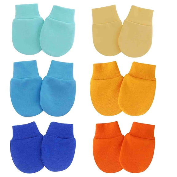 Newborn Mittens No Scratch Baby Mittens Cotton Mitts Gloves 6-Pairs (Suit 3,one Size)