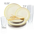 thumbnail image 3 of Smarty Ivory with Gold Edge Rim Plastic Wedding Value Set (60 Guests), 3 of 7
