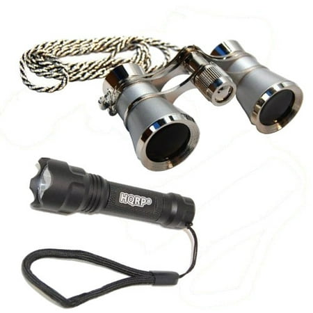 - HQRP 3x25 Opera Glasses with Crystal Clear Optic Platinum pearl with Necklace Chain + HQRP Ultra Bright Flashlight