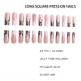 thumbnail image 3 of mirlewaiy Long Square Press On Nails | Glossy Y2K Coquette Style, Leopard Print French Tip with 3D Bow, Manicure Set for Women, 24Pcs, Nude Pink, 3 of 6