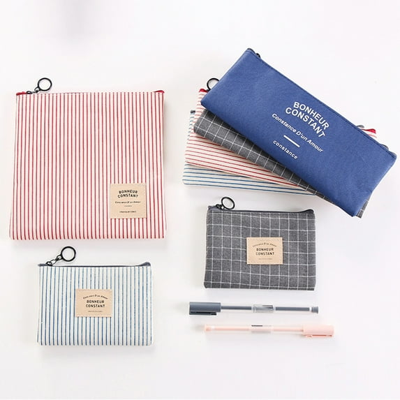 Unisex Pencil Bag Travel Cosmetic Makeup Bag Toiletry Case Wash Storage Organizer Red Canvas