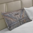 thumbnail image 2 of Rustic Knitted Quilt Pillowcover, Old Wooden Garage Door American Native Country Farm Style Art Image, Standard King Size Pillow Cover for Bedroom, 30" x 20", Pale Brown and Grey, by Ambesonne, 2 of 2